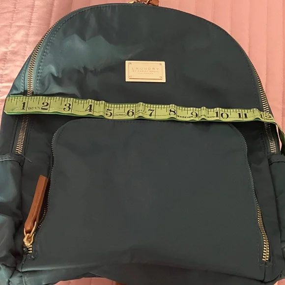 LAUNDRY teal backpack nylon & vegan leather 15 x 12” EUC - Picture 11 of 12